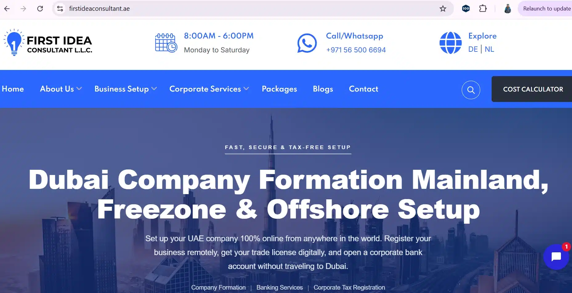 First Idea Consultant Dubai Website