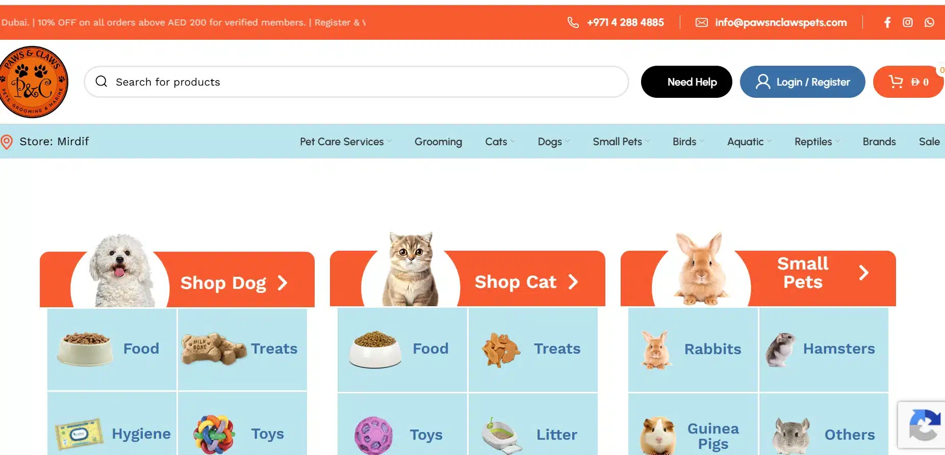 Paw Pet Supplies Website